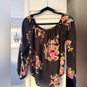 Forever 21 Black Floral Blouse